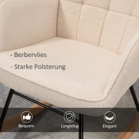 HOMCOM Schaukelstuhl im Retro-Design, Massivholz, Sessel, Relaxsessel, 98 cm x  71 cm x 101 cm, Beige(m-5)