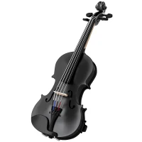 HOMCOM Violín 4/4 de Tamaño Completo de Madera con Estuche Arco Colofonia Afinadores Cuerdas y Soporte para Hombro Negro(m-1)
