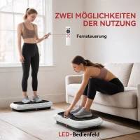 HOMCOM Vibrationsplatte mit 99 Stufen, 2 Fitnessbändern 73 x 40 x 13cm Weiß+Schwarz(m-5)