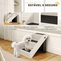 PawHut Escada Dobrável para Cães de 3 Degraus para Animais Mais Velhos para Cama Sofá 53x30,5x36,5 cm  Creme(m-4)