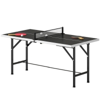 SPORTNOW Mini Table de Ping-Pong Pliable avec Filet 2 Raquettes et 3 Balles pour Intérieur et Extérieur 152x76x70 cm Noir