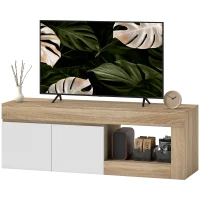 HOMCOM Mobile TV Moderno 60" max con Armadietto 2 Ante e Ripiano Aperto, 140x40x48 cm, Bianco e color Legno(m-10)