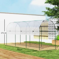Outsunny Serra da Giardino, Serra per Pomodori con 4 Archi in Acciaio, Copertura in PVC, 4 x 1.23 x 1.71 m, Trasparente(m-3)