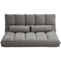 HOMCOM Bodensofa 2‑in‑1 mit 7‑fach verstellbarer Rückenlehne und Kissen, 130x73x60 cm, Anthrazit(m-6)