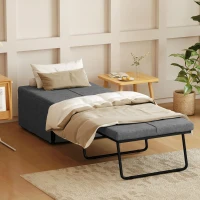 HOMCOM Opklapbaar Bed, met Matras en Stofhoes, 190 x 69 x 38,5 cm, Grijs(m-10)