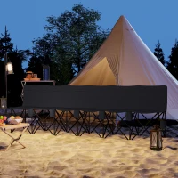 Outsunny® campingbank inklapbare bank 6-zits met draagtas tuinbank klapbank camping draagtas, Oxford + metaal, zwart / blauw, 279x48x80cm(m-10)