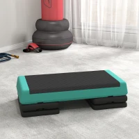 SPORTNOW Step de Aeróbic Step para Fitness Antideslizante Altura Regulable 3 Niveles 77x36x20,5cm Verde y Negro(m-7)