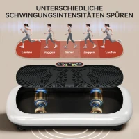 HOMCOM Vibrationsplatte mit 99 Stufen, 2 Fitnessbändern 73 x 40 x 13cm Weiß+Schwarz(m-6)