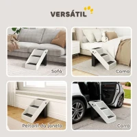 PawHut Escada Dobrável para Cães de 3 Degraus para Animais Mais Velhos para Cama Sofá 53x30,5x36,5 cm  Creme(m-6)