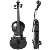 HOMCOM Violín 4/4 de Tamaño Completo de Madera con Estuche Arco Colofonia Afinadores Cuerdas y Soporte para Hombro Negro(m-11)