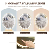 HOMCOM Toeletta con Specchio Luci a LED in Stile Industriale, Tavolo per Trucco con Sgabello, Mobile Toeletta con Interruttore Touch, Bianco(m-7)