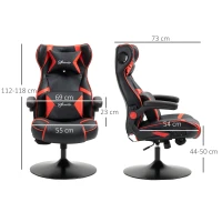 Vinsetto Gamingsessel, Gamingstuhl, integrierte Lautsprecher, neigbare Rücklehne, schwarz+rot, 69 x 73 x 118cm(m-3)