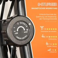 HOMCOM hometrainer 2-in-1 fietstrainer LCD display opvouwbare hometrainer hometrainer met 8 niveaus instelbare magnetische weerstand en 1 paar spankoorden rood+zwart 97x51x115 cm(m-6)