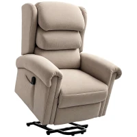 HOMCOM Velvet-Feel Electric Riser Recliner Chair - Khaki(m-10)