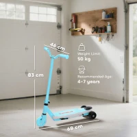 AIYAPLAY Electric Scooter for Kids Aged 4-7 Years, with Flashing LED Lights, Rear Auxiliary Wheels, Blue(m-3)