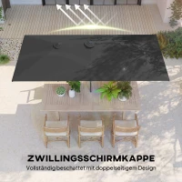 Outsunny Grote parasol, verstelbaar in hoogte en kantelbaar, 150x295x170-214 cm, Grijs(m-5)