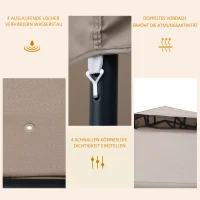 Outsunny Tuinpaviljoen 3x3, Tuin Paviljoen met Dubbel Dak, UV Bescherming voor Familie, Grauw(m-5)