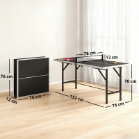 SPORTNOW Mini Tavolo da Ping-Pong Pieghevole con Rete 2 Racchette e 3 Palline per Interni ed Esterni 152x76x70 cm Nero(m-3)