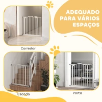 PawHut Barreira de Segurança para Cães com Largura Ajustável 74-87 cm e Extensões para Escadas e Portas Branco(m-7)