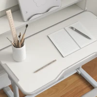 ZONEKIZ Set Birou si Scaun pentru Copii Reglabil in Inaltime Birou de Studiu pentru Copii pentru Scoala cu Sertar Raft pentru Carti Masa cu Unghi Reglabil Covoras(m-10)