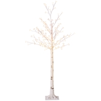 HOMCOM Árbol de Cerezo Artificial con 120 Luces LED Brillo Ajustable Decoración para Interiores 21x21x150 cm Blanco