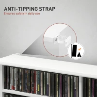 HOMCOM Mobile Libreria porta CD a 16 Ripiani dal Design Moderno in Legno, 106.5x24x126.3 cm, Bianco(m-6)