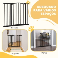 PawHut Barreira de Segurança para Cães com Largura Ajustável 74-94 cm e Extensão para Escadas e Portas Preto(m-7)