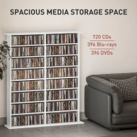 HOMCOM Mobile Libreria porta CD a 16 Ripiani dal Design Moderno in Legno, 106.5x24x126.3 cm, Bianco(m-4)