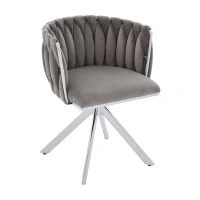 Set da 2 Sedie Girevoli a 180° con Supporto Lombare Ergonomico e Rivestimento Effetto Velluto, 56x50x70 cm, Grigio(m-9)