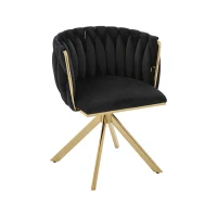 Set da 2 Sedie Girevoli a 180° con Supporto Lombare Ergonomico e Rivestimento Effetto Velluto, 56x50x70 cm, Nero(m-9)