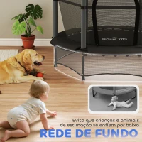 HOMCOM Trampolim para Crianças com Rede de Segurança e Estrutura de Aço para Interiores e Exteriores Carga 50kg Ø140x190 cm Preto(m-8)