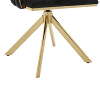 Set da 2 Sedie Girevoli a 180° con Supporto Lombare Ergonomico e Rivestimento Effetto Velluto, 56x50x70 cm, Nero(m-8)
