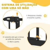 PawHut Barreira de Segurança para Cães com Largura Ajustável 74-94 cm e Extensão para Escadas e Portas Preto(m-6)