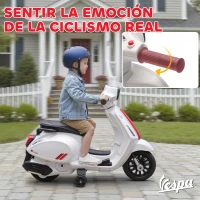 AIYAPLAY Moto Eléctrica para Niños de 2-6 Años con Batería 6V Faro Bocina y Ruedas Auxiliares Blanco(m-5)