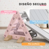 AIYAPLAY Triángulo de Escalada para Niños de 18-48 Meses con Tobogán y Rampa Escalador 130x80x69 cm Gris y Blanco(m-5)