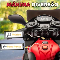 AIYAPLAY Mota Elétrica para Crianças 6V com Rodas de Apoio Música e Farol para Crianças de 18-36 Meses 77x38x50 cm Vermelho(m-4)