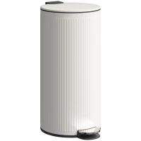 HOMCOM Cubo de Basura Cocina 30L con Pedal Tapa de Cierre Suave y Cubo Extraíble para Dormitorio Oficina Estudio Salón Crema(m-1)
