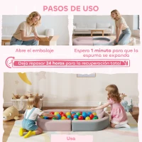 AIYAPLAY Sofá Infantil Convertible en Cama y Zona de Juego con Cojín de Corona 116x61x14 cm Rosa y Azul Grisáceo(m-7)