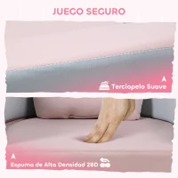 AIYAPLAY Sofá Infantil Convertible en Cama y Zona de Juego con Cojín de Corona 116x61x14 cm Rosa y Azul Grisáceo(m-5)