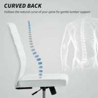 HOMCOM Scaun de Birou Ergonomic și Reglabil cu Spătar Curbat, din Piele PU și Oțel, 58x53x97-107 cm, Alb(m-5)