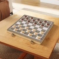 SPORTNOW Jogo de Xadrez e Damas em Madeira com Tabuleiro Dobrável Peças de Pinho e Compartimentos de Armazenamento 38,5x38,5x2,8 cm Madeira e Branco(m-9)