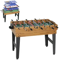 SPORTNOW Mesa Multijogos 13 em 1 Mesa de Jogo com Matraquilho Bilhar Ping-Pong Hóquei Xadrez Damas Backgammon e Acessórios 121x109x80 cm Madeira e Preto(m-1)