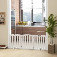 PawHut Barrera de Seguridad para Perros Plegable 155 cm Valla para Perros Medianos de 3 Paneles con Pies Extraíbles Blanco(m-7)