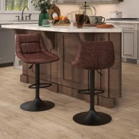 HOMCOM Set 2 Scaune de Bar, Scaune înalte, reglabile în înălțime, incl. Suport pentru Picioare, 46.5cm x 50cm x 108cm, Negru + Maro(m-7)