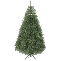 HOMCOM Brad Artificial de Crăciun de 180 cm cu Ramuri la Balama și Bază Metalică Pliabilă, Verde(m-10)