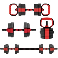 SPORTNOW Set de pesas 4-en-1 Mancuernas Set de mancuernas Barras largas ajustable 15 KG para entrenamiento de fuerza en casa(m-7)