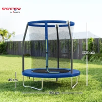 SPORTNOW Trampolim Infantil Ø183 cm, para Crianças com Rede de Segurança Barras Acolchoadas Capa de Segurança e Estrutura de Aço Azul(m-3)