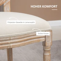 HOMCOM Keukenstoelen 2-delige set, zacht gewatteerd, vintage-design, rattanlook, Beige(m-5)