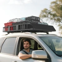HOMCOM Adjustable Roof Rack with Inclined Design of the Front Baffle, 162 x 99 x 16cm, Metal, Black(m-2)