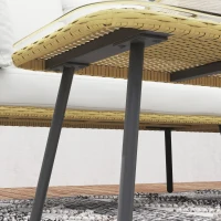 Outsunny Conjunto de Jardim de Canto 5 Lugares em Resina Trançada Efeito Vime com Almofadas e Mesa Baixa Retangular(m-5)